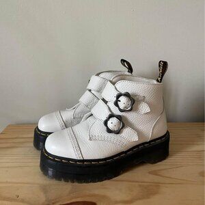Dr. Martens White Devon Flower Platform Boots